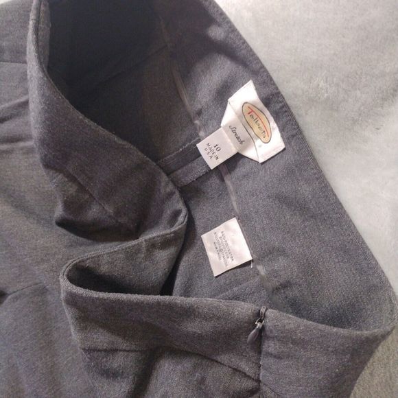 Trousers Dress Pants Stretch Wide Careers Grey Side Zipper Size 10 Talbots - Picture 7 of 11